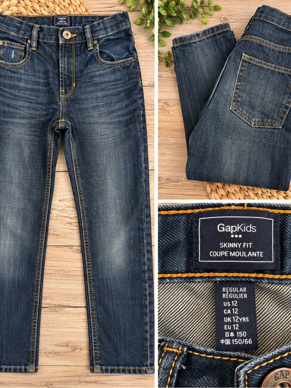 GAP Boys Skinny Jeans in Dark Indigo Wash 12 reg